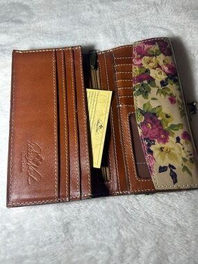 Patricia Nash Brown Leather Wallet with Floral Accent